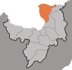 Map of Ryanggang showing the location of Samjiyon