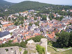 View from Königstein castle ruins over the town