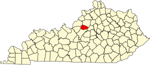 Map of Kentucky highlighting Spencer County