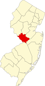 Map of New Jersey highlighting Mercer County