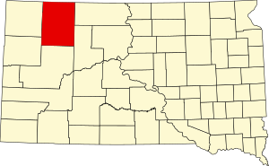 Map of South Dakota highlighting Perkins County