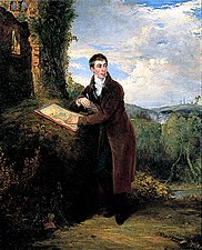Joseph Clover Portrait of George Vincent, background by Vincent (undated), Norfolk Museums Collections
