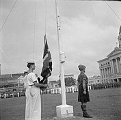 Union Jack is hoisted during the formal surrender of all Japanese southern armies