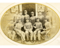 Group of eleven cadets, all veterans of the Battle of New Market. These are probably the 11 graduates of the Class of 1867. Sepia, oval mounted on mat. Subjects include Nicholas J. Bayard; Hardaway H. Dinwiddie; Hugh W. Fry; Edward Magruder Tutwiler; Thomas Gordon Hayes; Patrick Henry; John L. Tunstall; John S. Webb., ca. 1867.