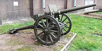 Russian Hotchkiss gun on a field carriage. Military-historical Museum of Artillery, Engineer and Signal Corps. St. Petersburg Russia.
