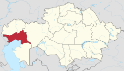 Map of Kazakhstan, Atyrau Region highlighted