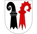 Kantonswappen beider Basel als Kanton der Eidgenossenschaft 1834 bis 1998 (in dieser Form im Bundessiegel von 1848)
