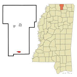 Location of Hickory Flat, Mississippi