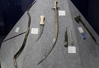Bow & Arrow of Bahadur Shah Zafar II, Sword & Dagger of Aurangzeb and Battle Axe of Nadir Shah