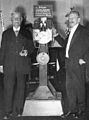 Image 42Max Skladanowsky (right) in 1934 with his brother Eugen and the Bioscop (from History of film technology)