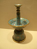 Chinese enameled and gilt candlestick from the 18th or 19th century, Qing dynasty