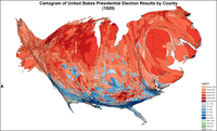 Cartogram of presidential election results by county