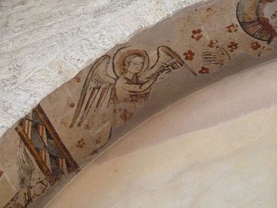 Fresco of an angel on the arch