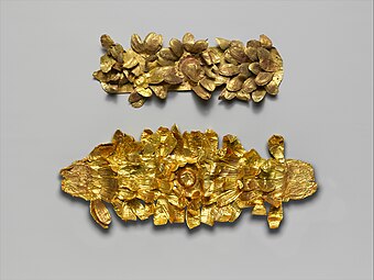 Etruscan funerary wreath, 4th–3rd century BC, gold, Metropolitan Museum of Art