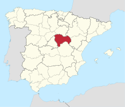 Map of Spain with Guadalajara highlighted