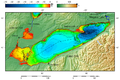 Lake Erie and Lake Saint Clair bathymetric shaded relief map