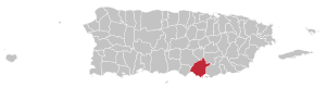 Map of Puerto Rico highlighting Salinas Municipality
