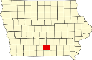 Map of Iowa highlighting Lucas County