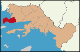 Map showing Bodrum District in Muğla Province
