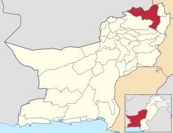 Map of Balochistan with Zhob District highlighted
