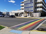 Rainbow crosswalk leading to Paradise