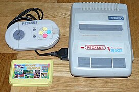 The Pegasus, sold only in Eastern European states, was a Famicom clone though styled after the Super Famicom system