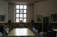 The modern boardroom-style Chapter house at Guildford Cathedral