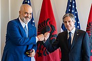 Secretary Blinken with Albanian Prime Minister Edi Rama in Brussels, Belgium, June 2021