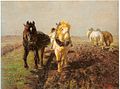Zwei Pferde am Pflug, um 1886/89