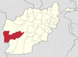 Map of Afghanistan with Farah highlighted
