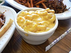 A side dish of macaroni and cheese