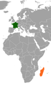 Location map for France and Madagascar.