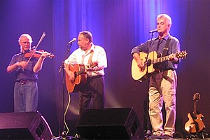 Iolo Jones, Frank Hennessy and Dave Burns on stage at the Festival Interceltique de Lorient in Brittany