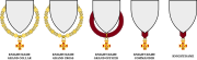 Heraldic displays of order insignia for each grade.