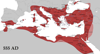 Map of the Roman Empire around 555