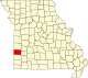 A state map highlighting Barton County in the southwestern part of the state.