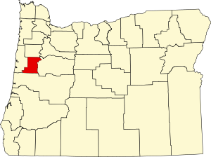 Map of Oregon highlighting Benton County