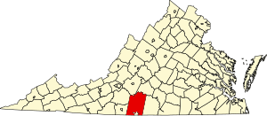 Map of Virginia highlighting Pittsylvania County