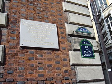 Plaque on the Hôtel Tubeuf commemorating the signing of the Louisiana Purchase Treaty
