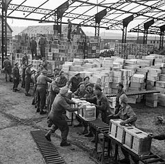 Sorting supplies in Dieppe, 1944