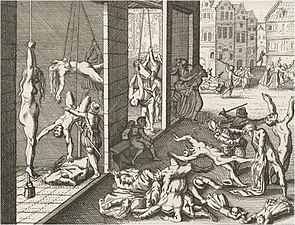 The Sack of Antwerp in 1576, in which 17,000 people died.[28]