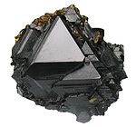 Sharp, tetrahedral sphalerite crystals with minor associated chalcopyrite from the Idarado Mine, Telluride, Ouray District, Colorado, USA