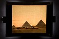 Carlo Ponti (attributed to) Egypt Gizeh - The Three Pyramids ca. 1875. Albumen silver print with tissue and applied color (Megalethoscope slide) 24.8 x 33.8 cm.