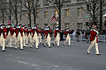 The United States Army Old Guard Fife and Drum Corps seen marching down Pennsylvania Avenue during the presidential inaugural parade held on January 20, 2009.