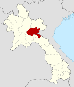 Map showing location of Xiangkhouang province in Laos