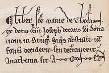 Anathema or curse in 12th-13the century manuscript of the Ter Doest Abbey