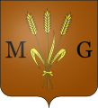 Arms of the French city of Maruéjols-lès-Gardon, bearing a field tenné