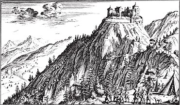 Burg Uznaberg (Nachzeichnung von 1718)