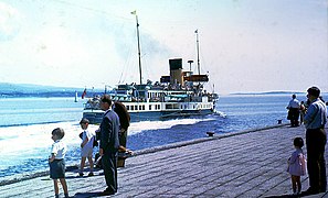 The steamboat Caledonia departing the pier in 1967