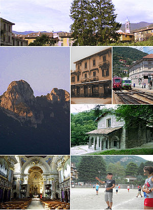 Clockwise from top: Canzo skyline; an historical hotel; Canzo-Asso railway station; Saint Mir's hermitage; Catholic youth summer camp in Canzo; Saint Stephen parish church (interior); and Corni di Canzo (Canzo's Horns) mountain top